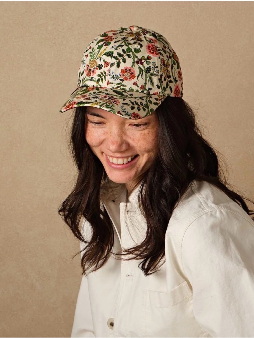 NEW RIFLE PAPER CO. GRACIE  FLORAL BASEBALL HAT 100% COTTON ONE SIZE FITS MOST